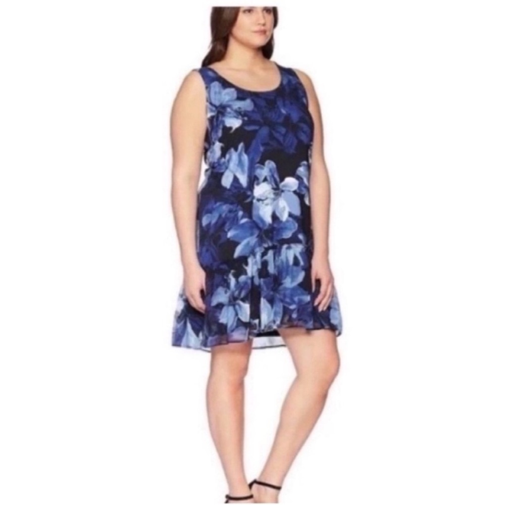 Karen Kane Navy and White Floral Midi Dress